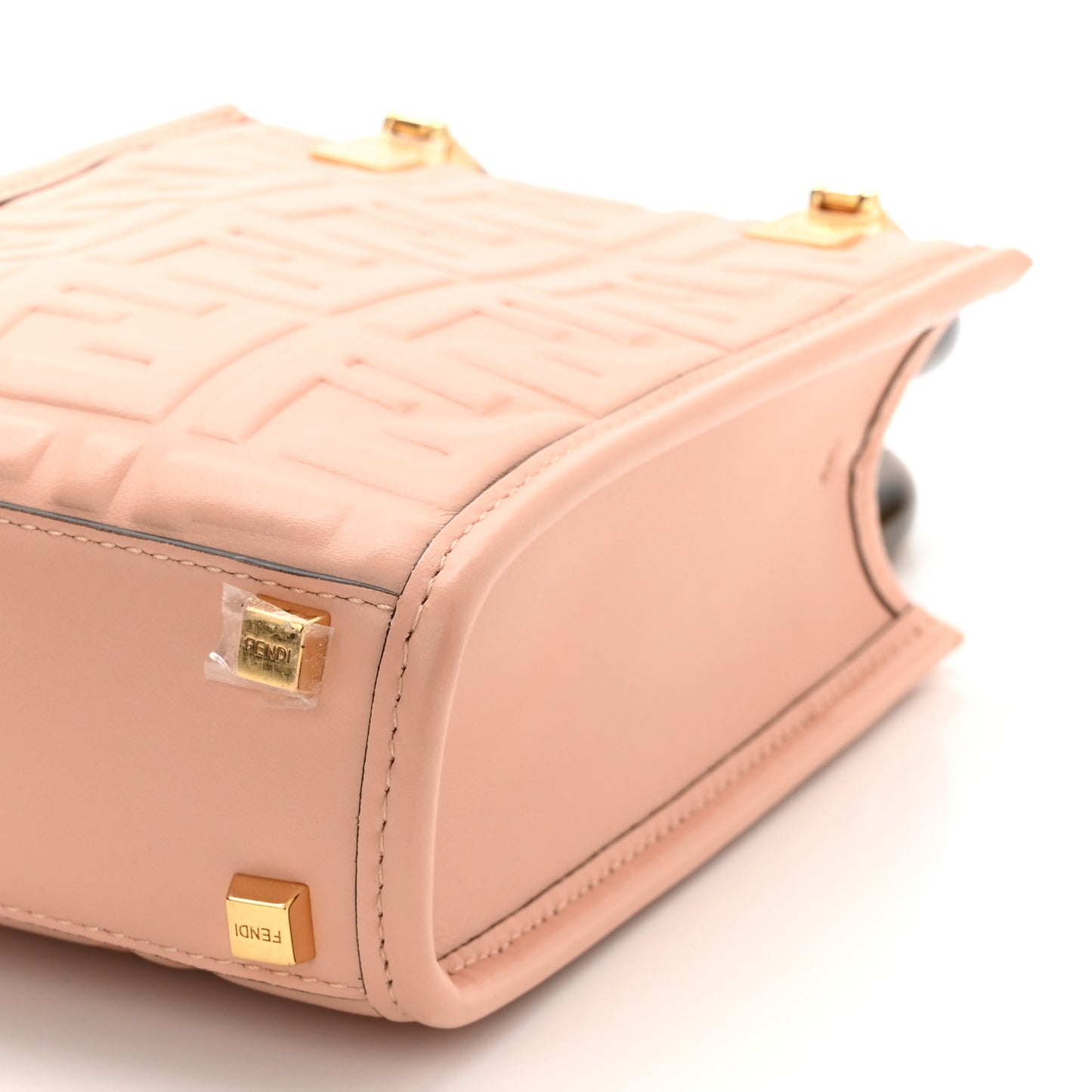 Vitello Plexiglass FF Embossed Mini Fendi Sunshine Shopper Tote Baby Pink