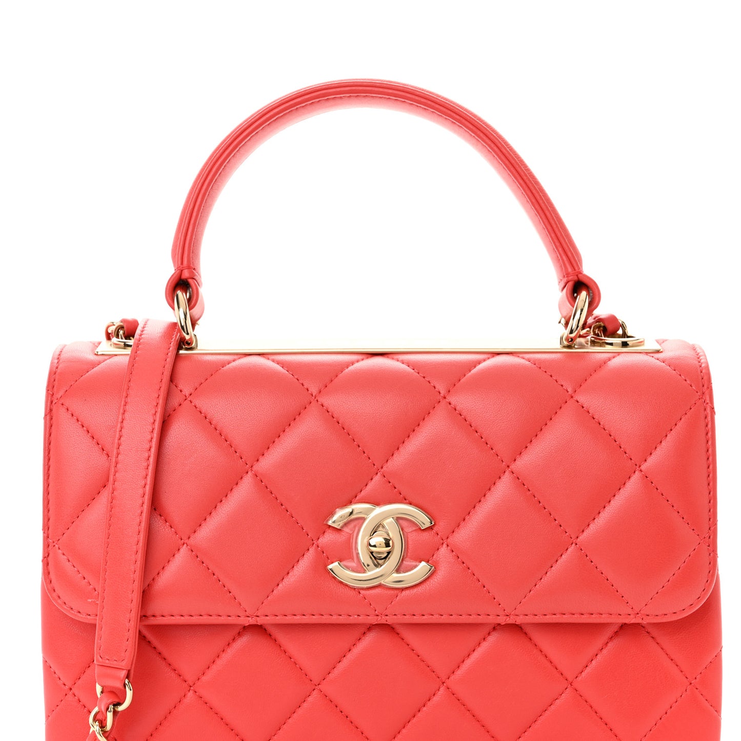 Lambskin Quilted Small Trendy CC Flap Dual Handle Bag Red