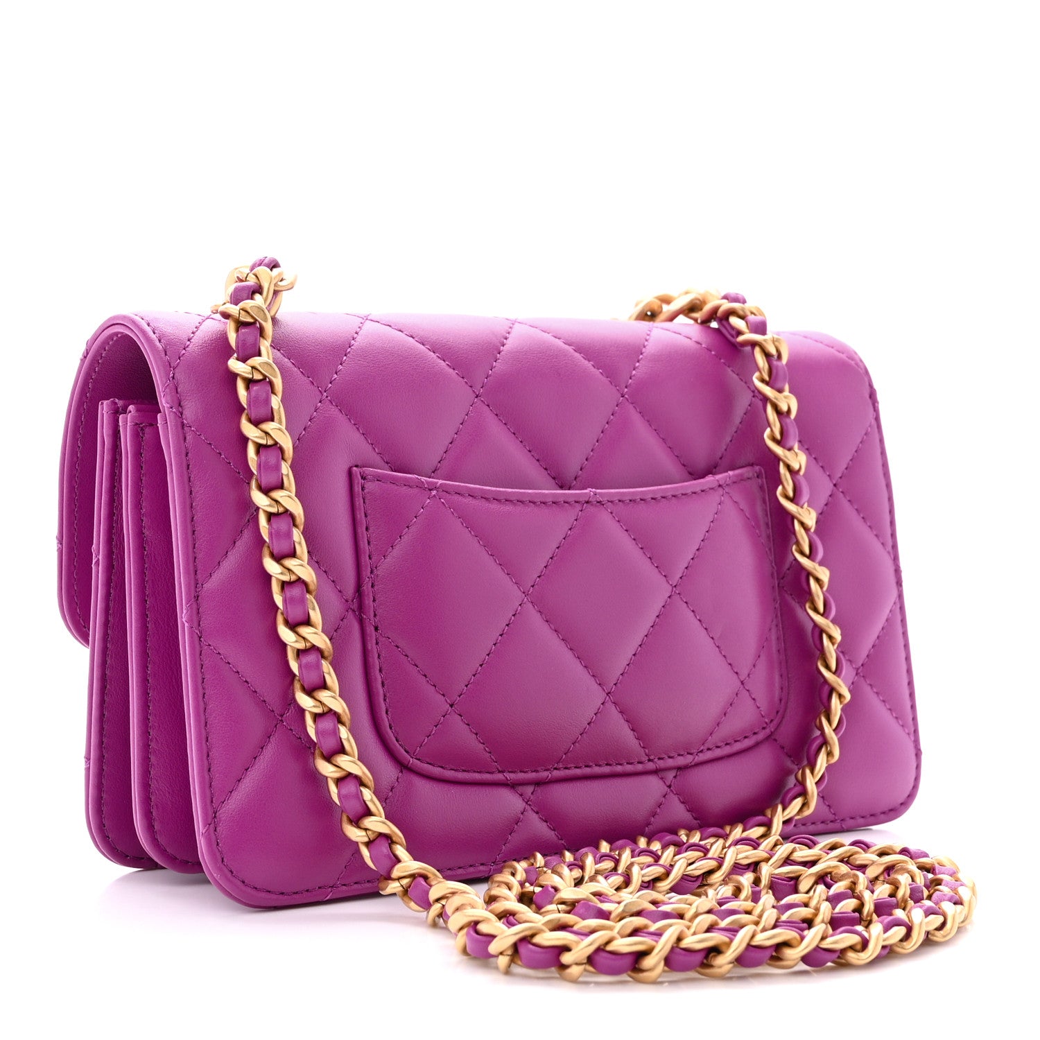 Chanel Calfskin Quilted Mini Dual Handle Chain Flap Bag Purple 3 of 14