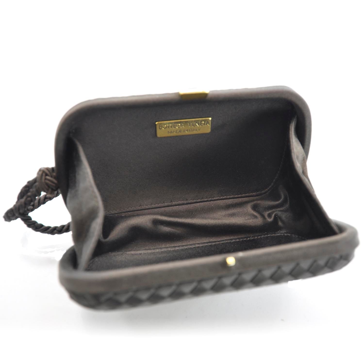 Bottega Veneta Silk Woven Intrecciato Tassel Clutch Brown 4 of 5