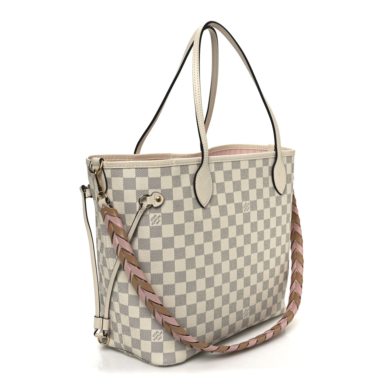 Louis Vuitton Damier Azur Braided Neverfull MM Pink 4 of 12