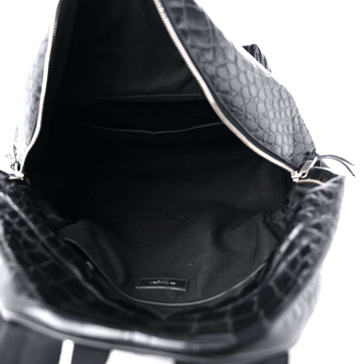 Calfskin Crocodile Embossed City Backpack Black