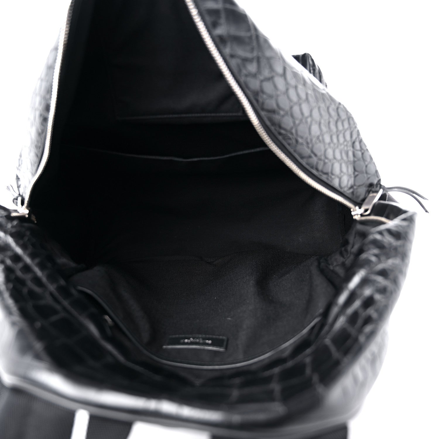 Saint Laurent Calfskin Crocodile Embossed City Backpack Black 5 of 16