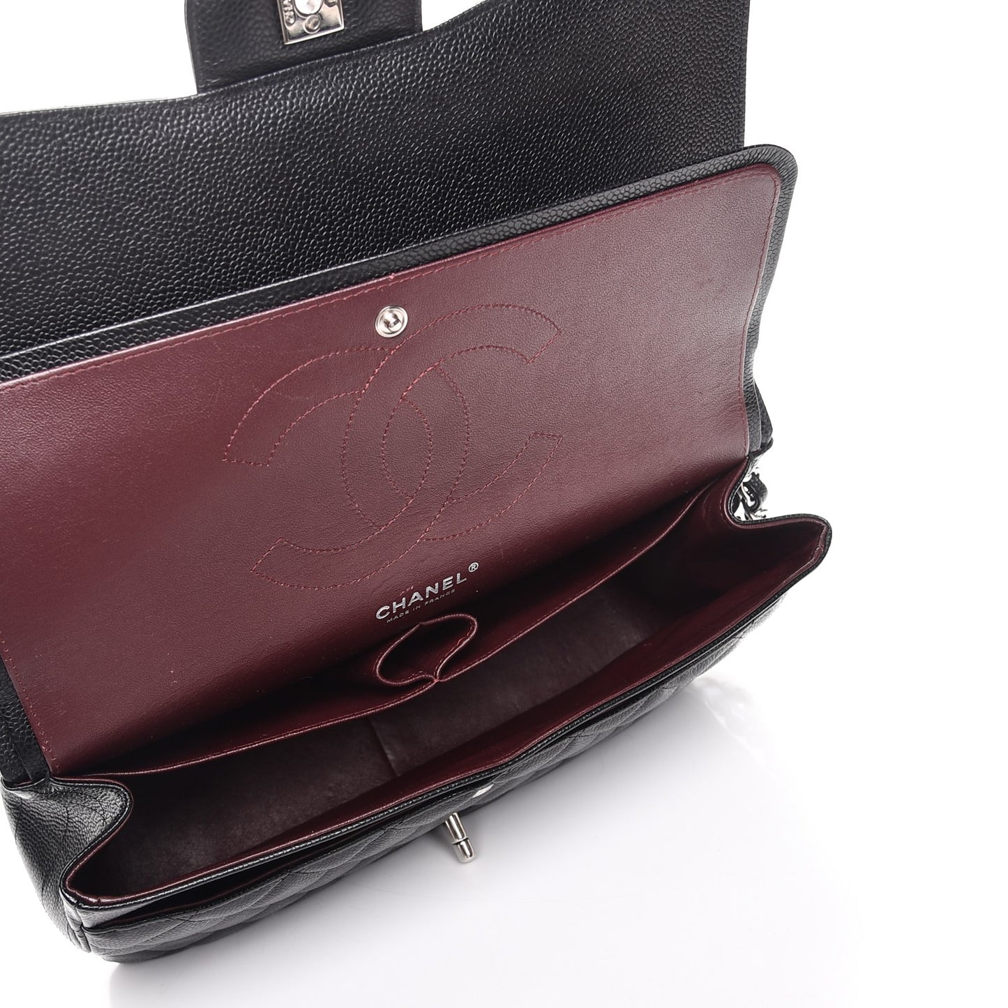 Caviar Quilted Jumbo Double Flap Black