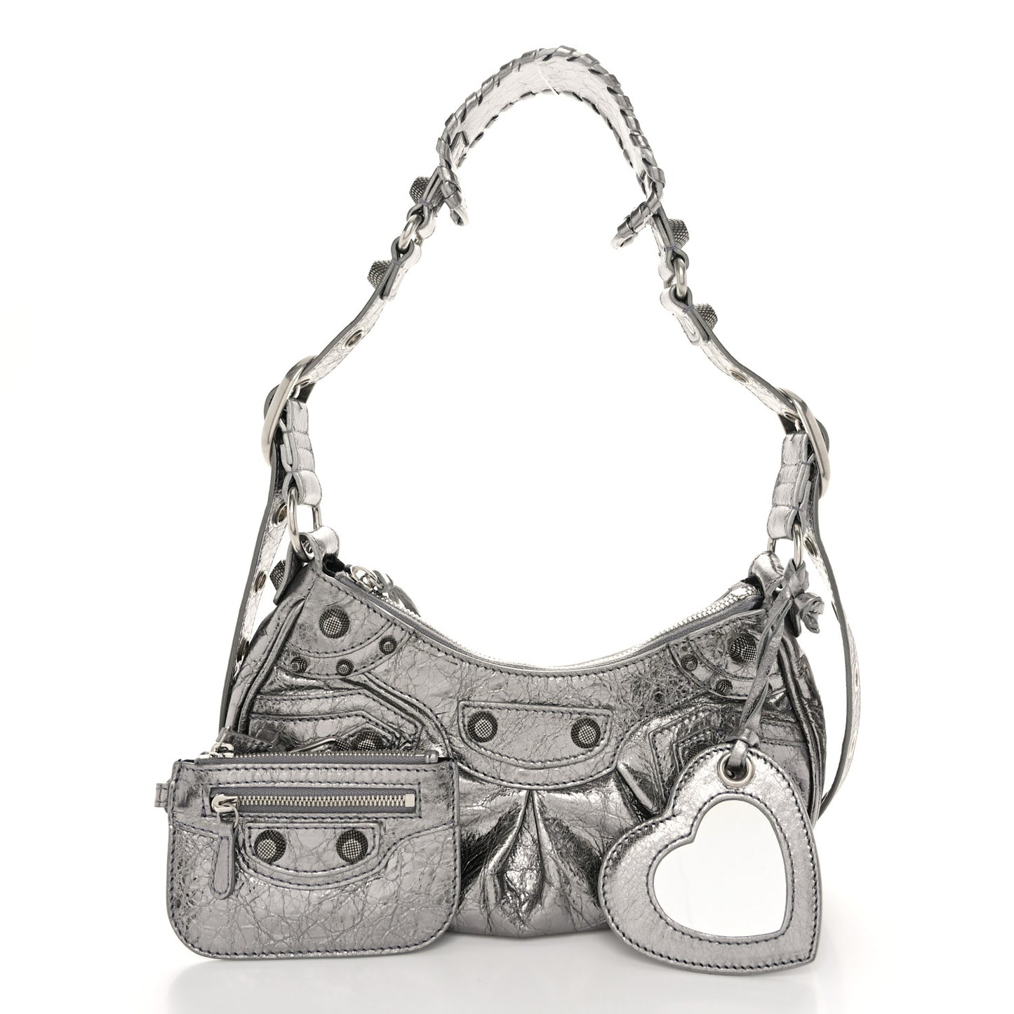 Metallic Agneau Arena Le Cagole Shoulder Bag XS Silver