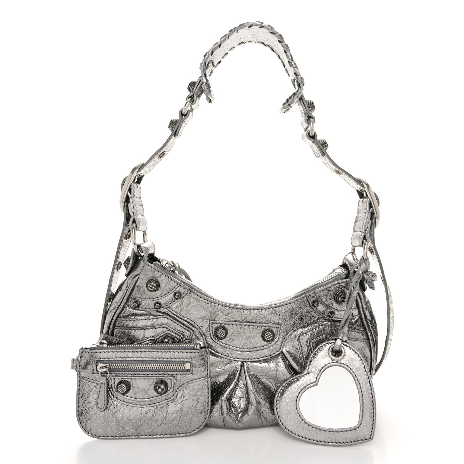 Balenciaga Metallic Agneau Arena Le Cagole Shoulder Bag XS Silver 3 of 11