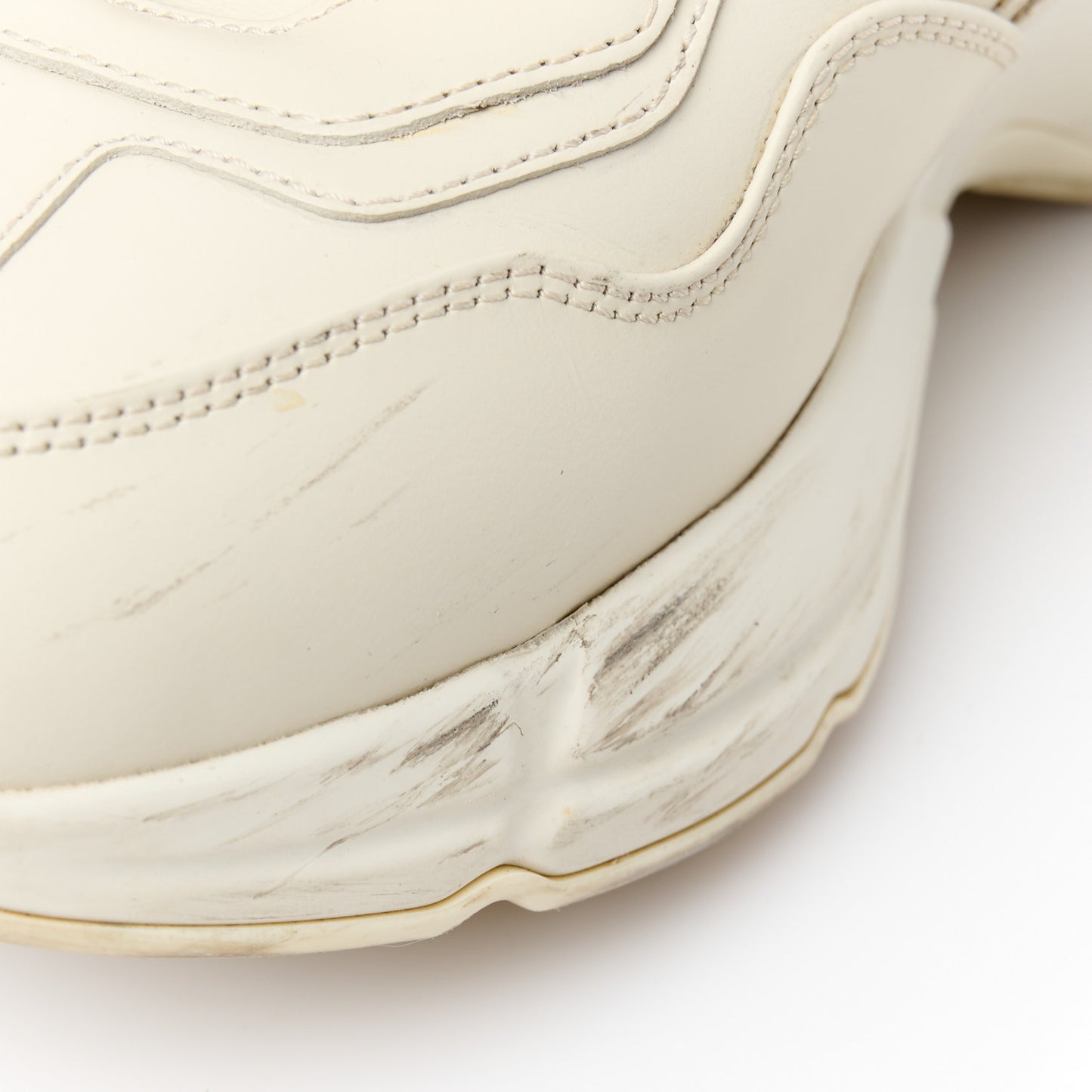 Calfskin Logo Womens Rhyton Sneakers 38.5 Ivory