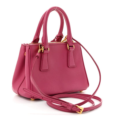 Prada Saffiano Lux Micro Galleria Double Zip Tote Fuxia 3 of 13