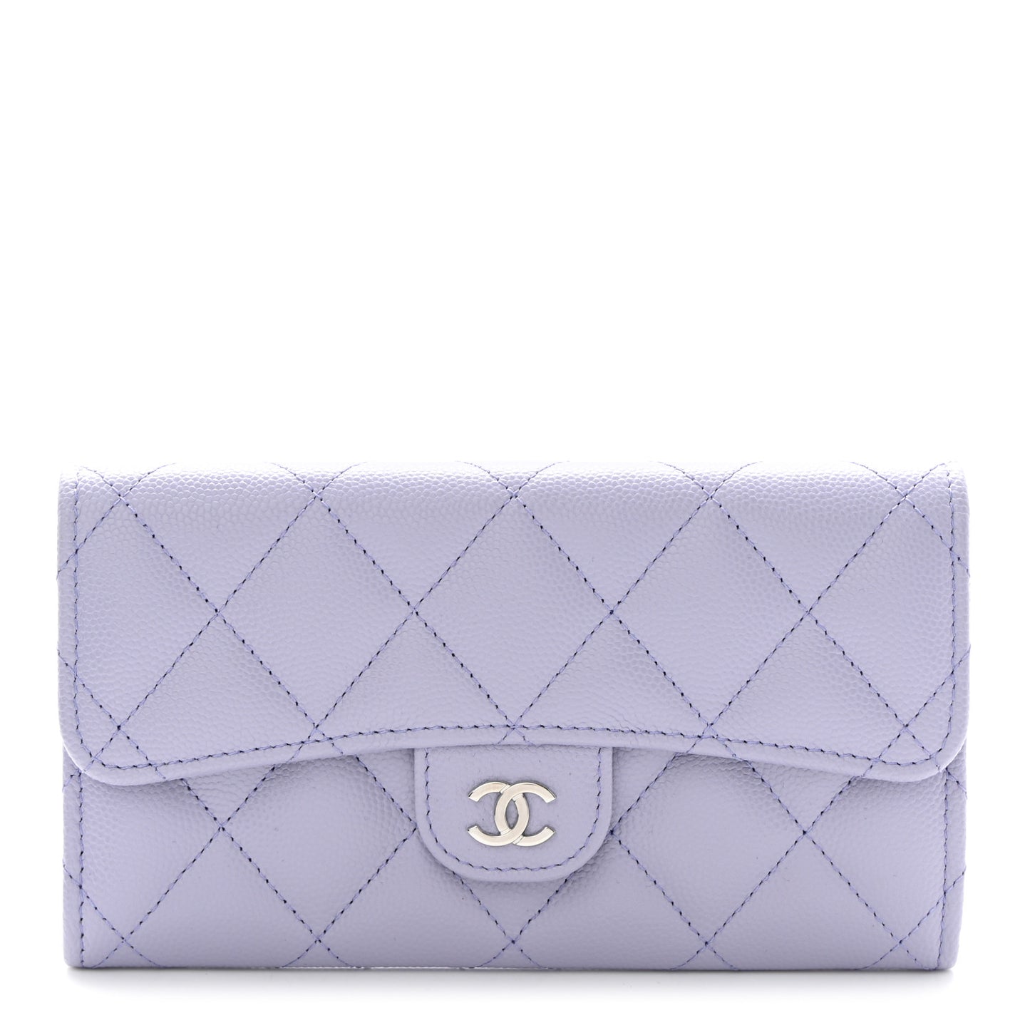 Caviar Quilted Medium Flap Wallet Light Purple
