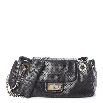 Chanel Metallic Calfskin Perforated Drill Accordion Flap Black 1 of 10