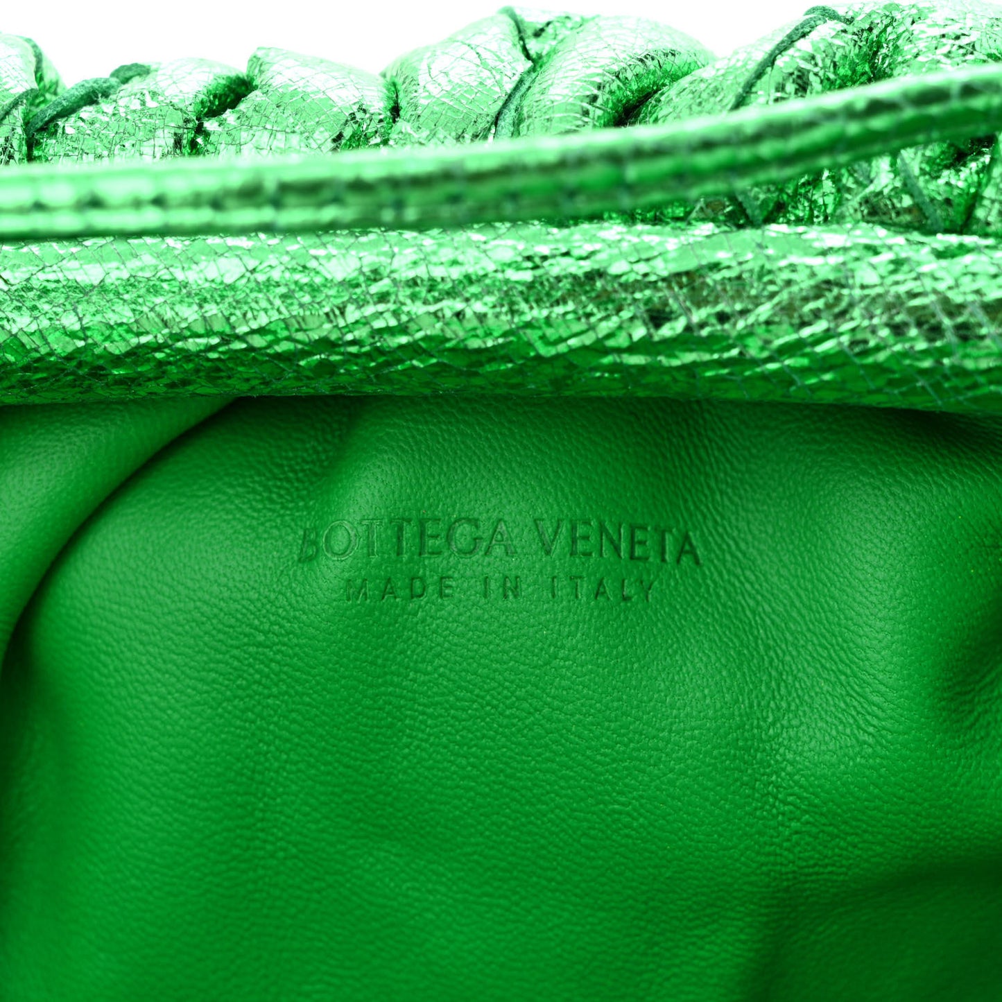 Metallic Nappa Intrecciato The Mini Pouch Parakeet