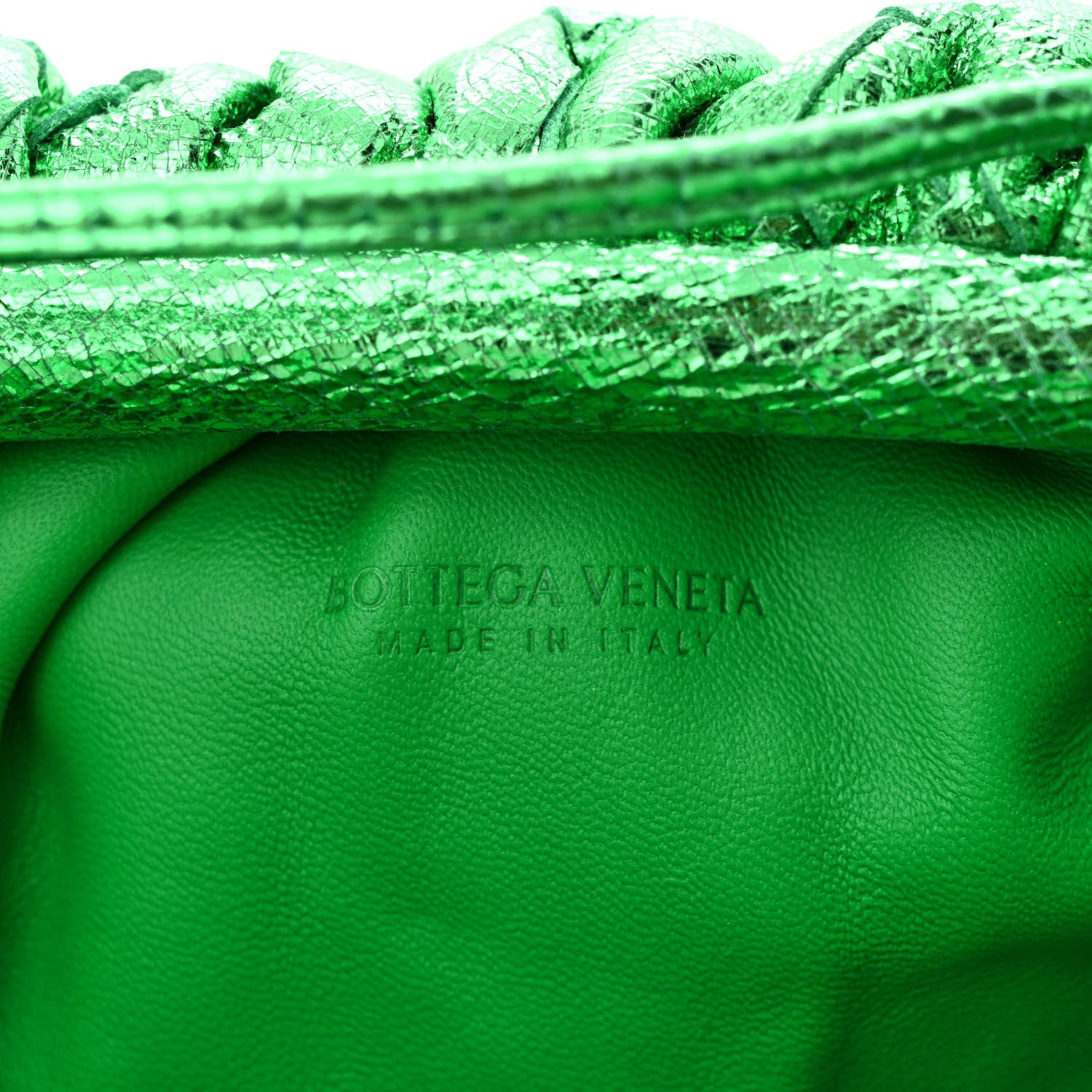 Bottega Veneta Metallic Nappa Intrecciato The Mini Pouch Parakeet 6 of 10