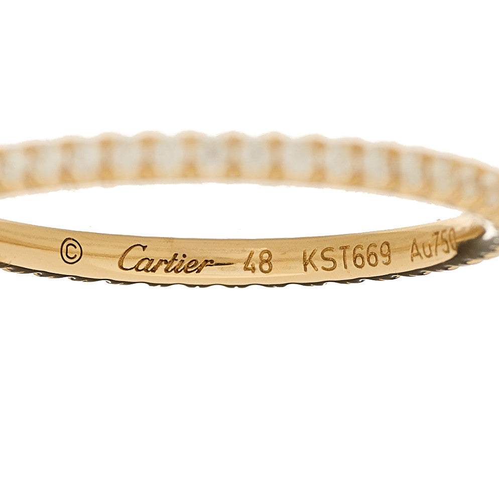 18K Yellow Gold Diamond 1.5mm Etincelle de Cartier Wedding Band Ring 48 4.5