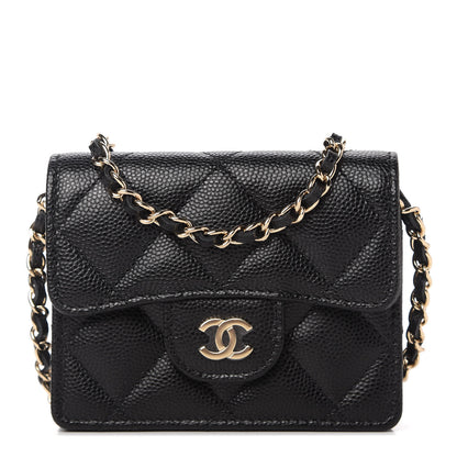 Chanel Caviar Quilted Flap Card Holder On Chain Black 1 of 11