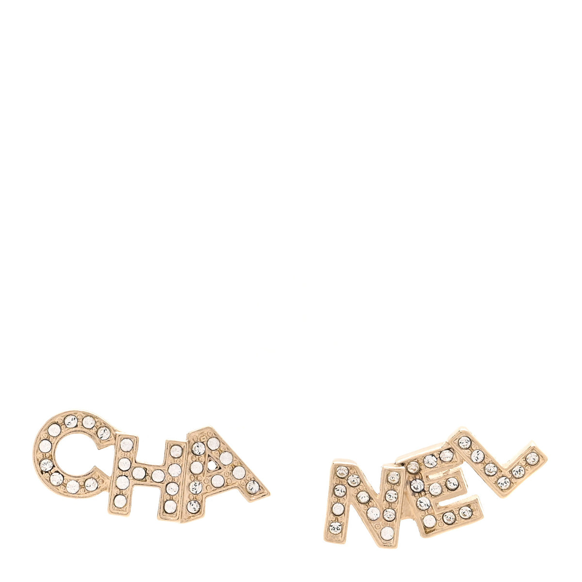 Chanel Crystal Pearl Signature Stud Earrings Gold 1 of 5