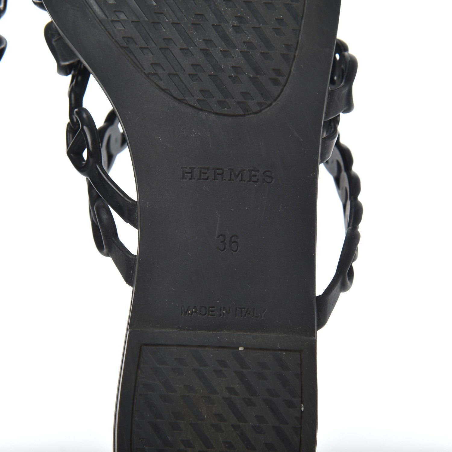 Hermes Rubber Chaine d'Ancre Nude Sandals 36 Black 8 of 16