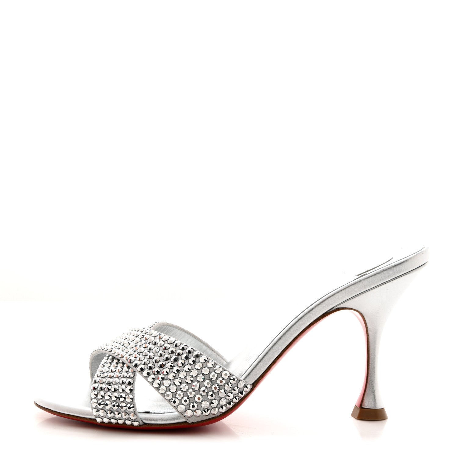 Christian Louboutin Suede Metallic Kid Lambskin Strass Mariza Is Back 85 Sandals 38 Silver 1 of 8
