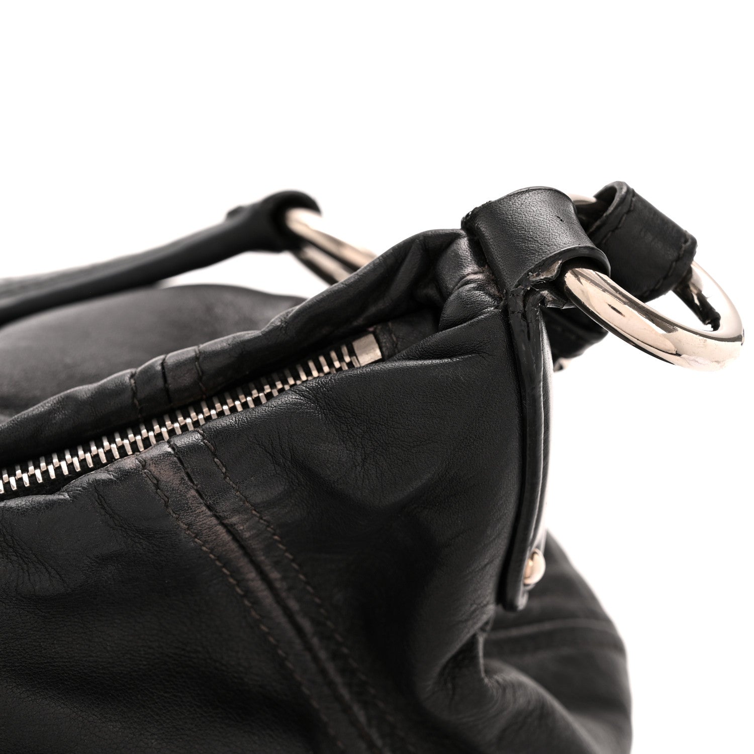Prada Soft Calf Pleated Hobo Black 15 of 15