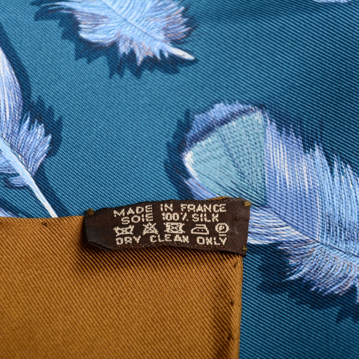 Silk Plumes II Scarf 90 Bronze Canard Petrol