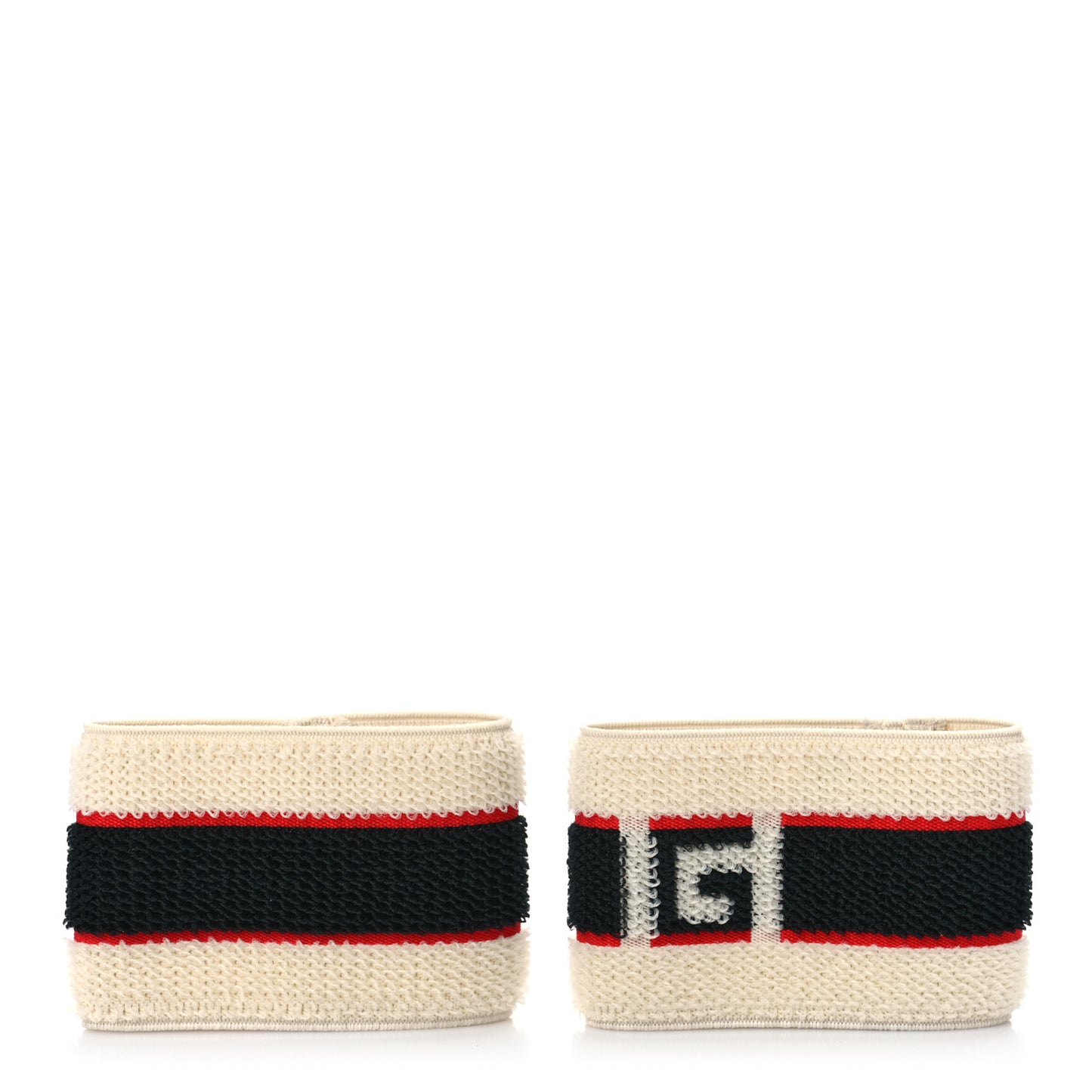 Cotton Logo Headband and Wrist Set White Navy Red