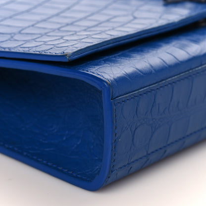 Saint Laurent Calfskin Crocodile Embossed Medium Classic Monogram Kate Tassel Satchel Bleu Majorelle 8 of 9