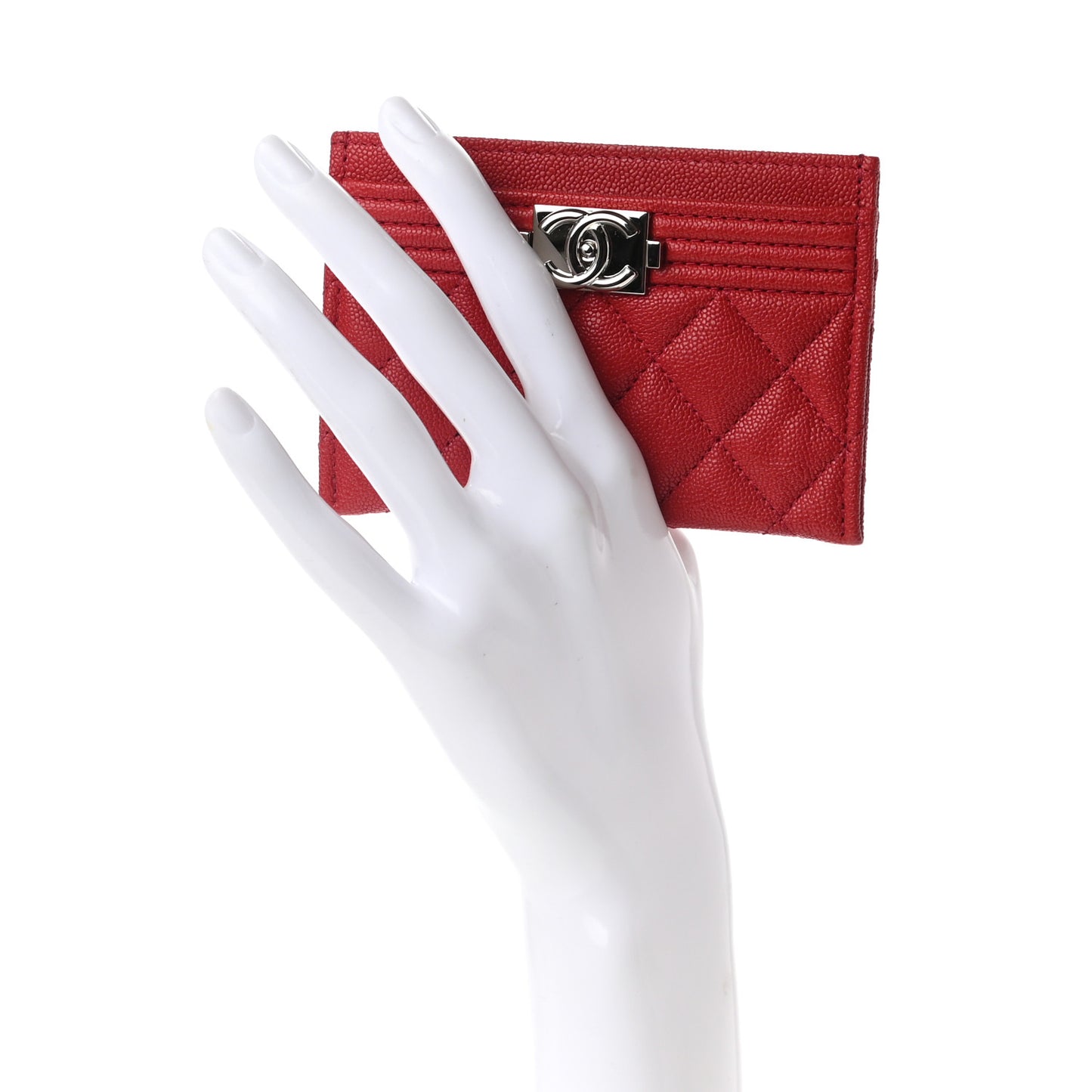 Caviar Quilted Boy Card Holder Red