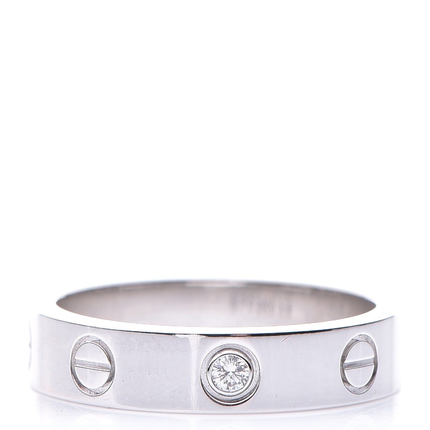 Cartier 18K White Gold Diamond 4mm LOVE Wedding Band Ring 49 5 1 of 5
