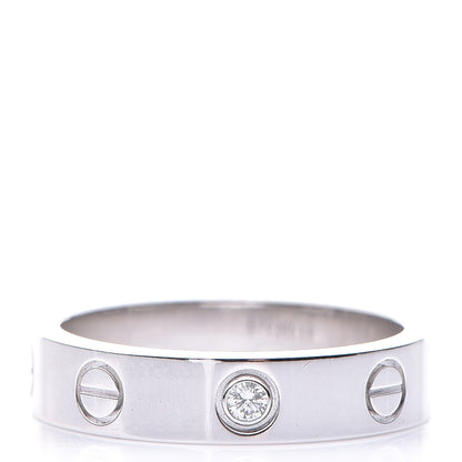 Cartier 18K White Gold Diamond 4mm LOVE Wedding Band Ring 49 5 1 of 5