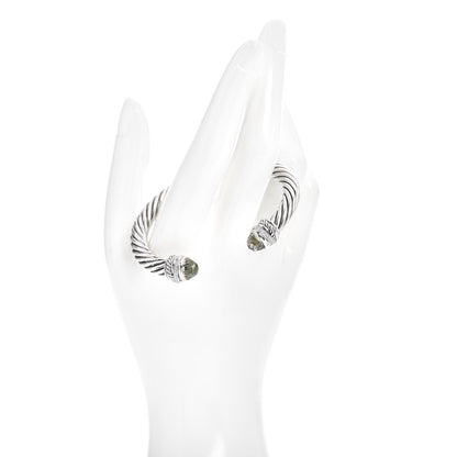 David Yurman Sterling Silver Diamond Prasiolite 7mm Cable Classics Crossover Bracelet 2 of 4