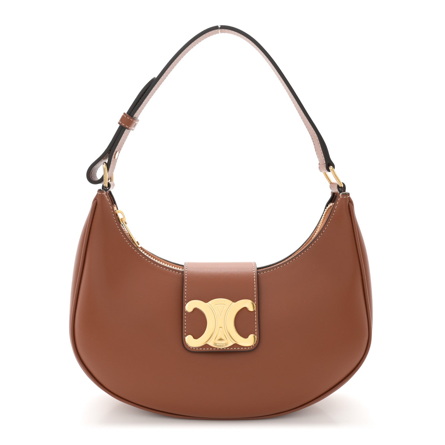 Celine Smooth Calfskin Medium Strap Ava Triomphe Shoulder Bag Tan 1 of 10