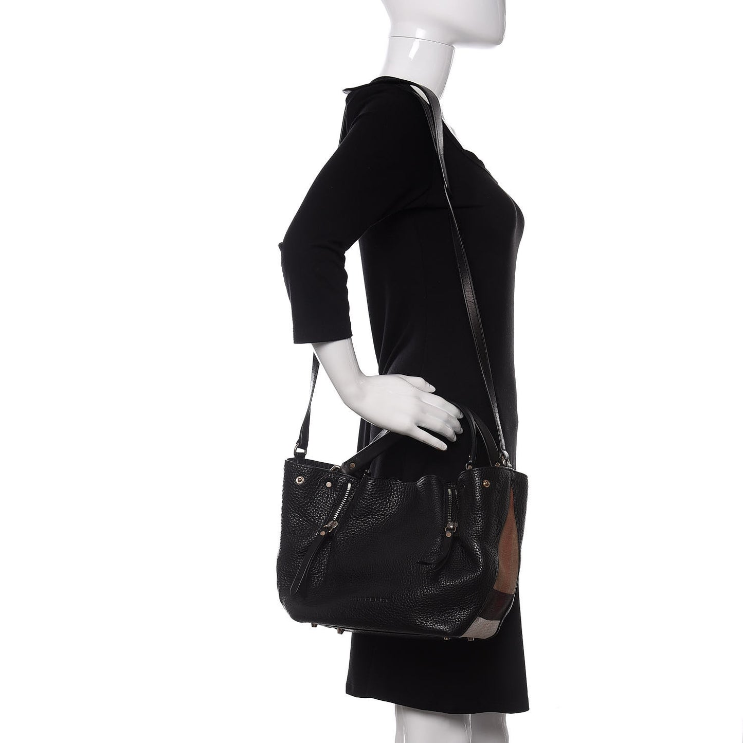 Grainy Calfskin House Check Small Maidstone Black