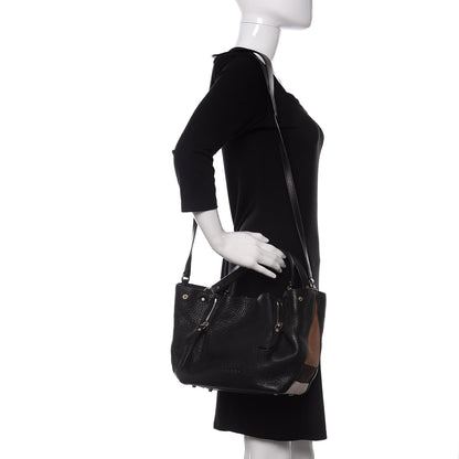 Burberry Grainy Calfskin House Check Small Maidstone Black 2 of 9
