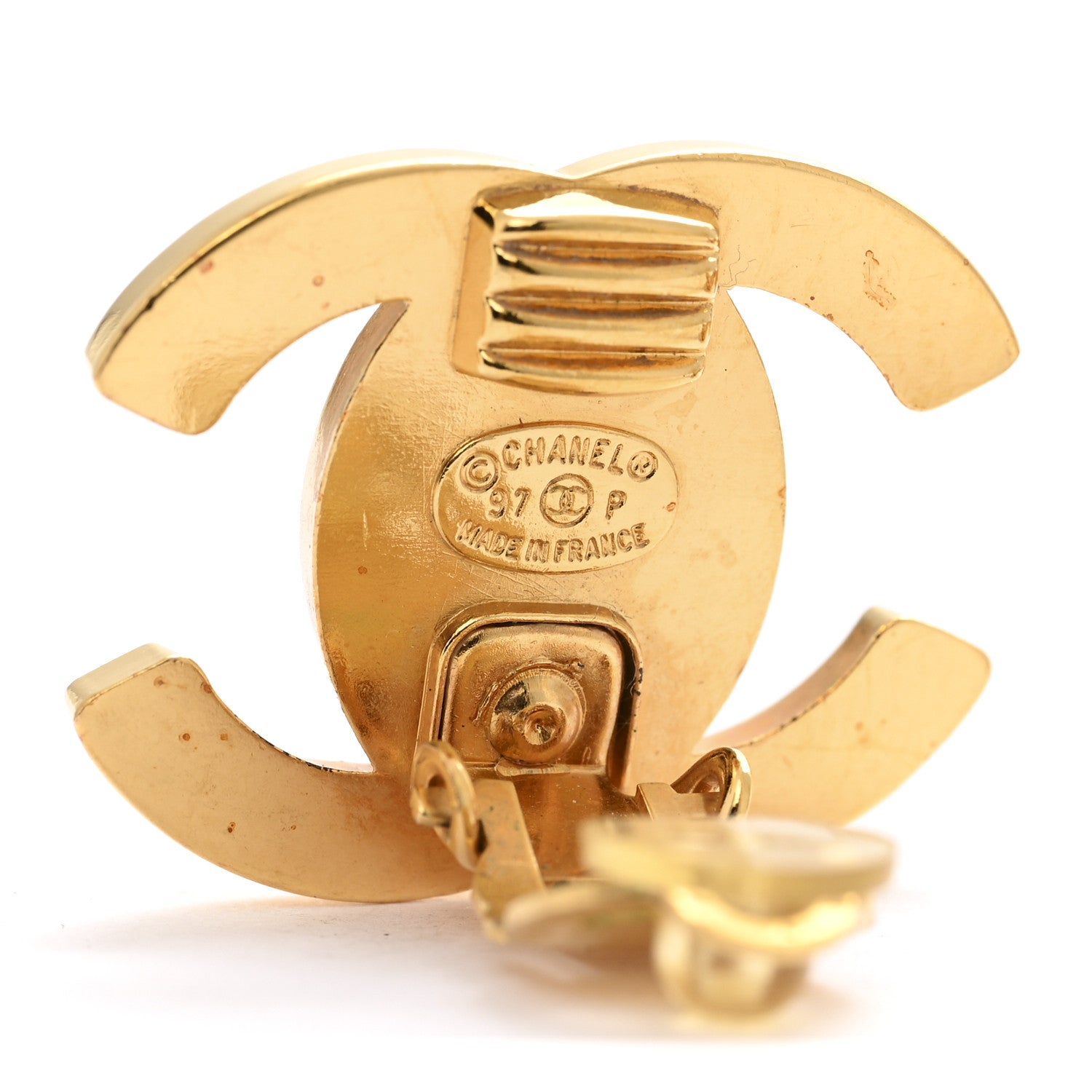 Chanel Metal CC Turnlock Clip On Earrings Gold 4 of 4