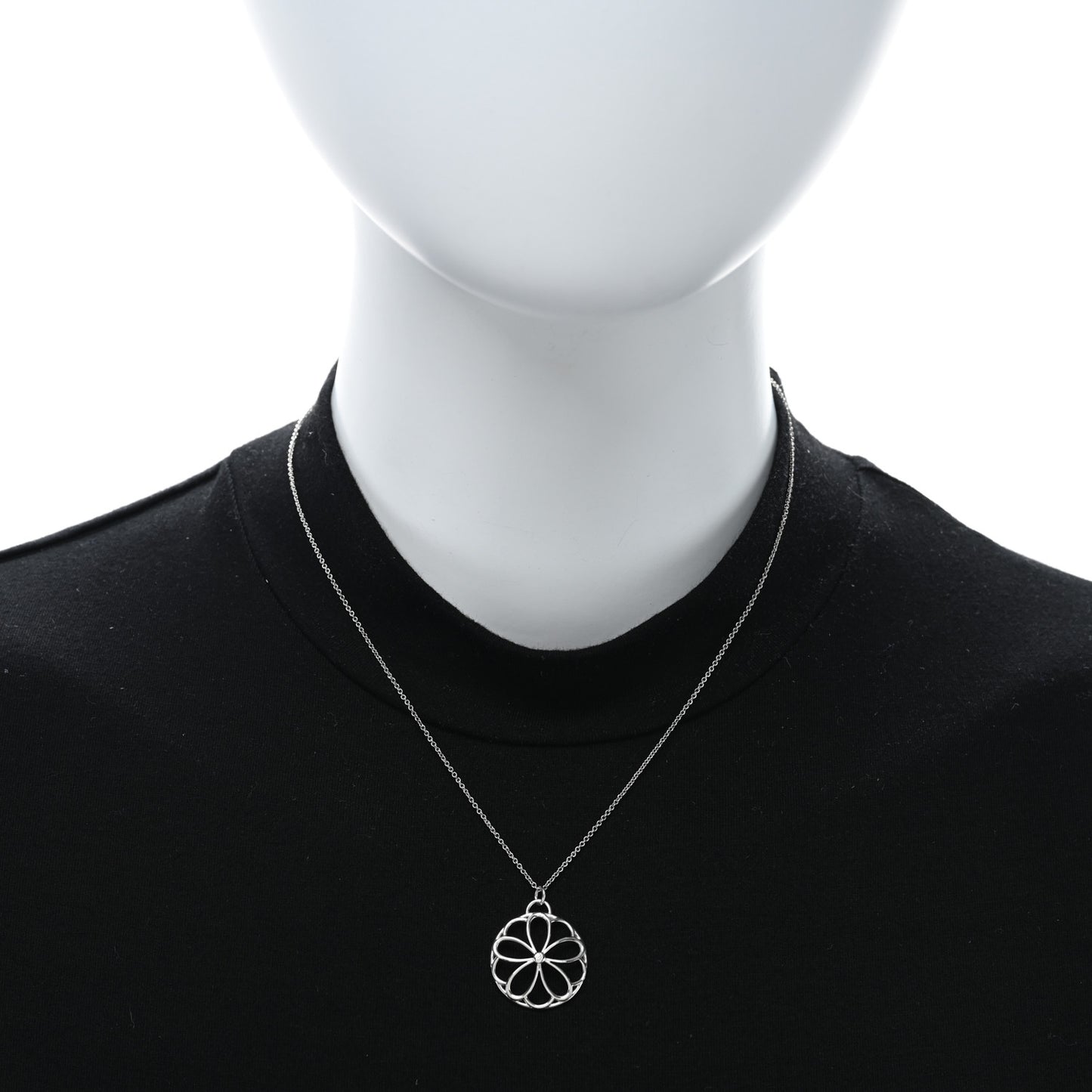 Sterling Silver Diamond Garden Flower Pendant Necklace