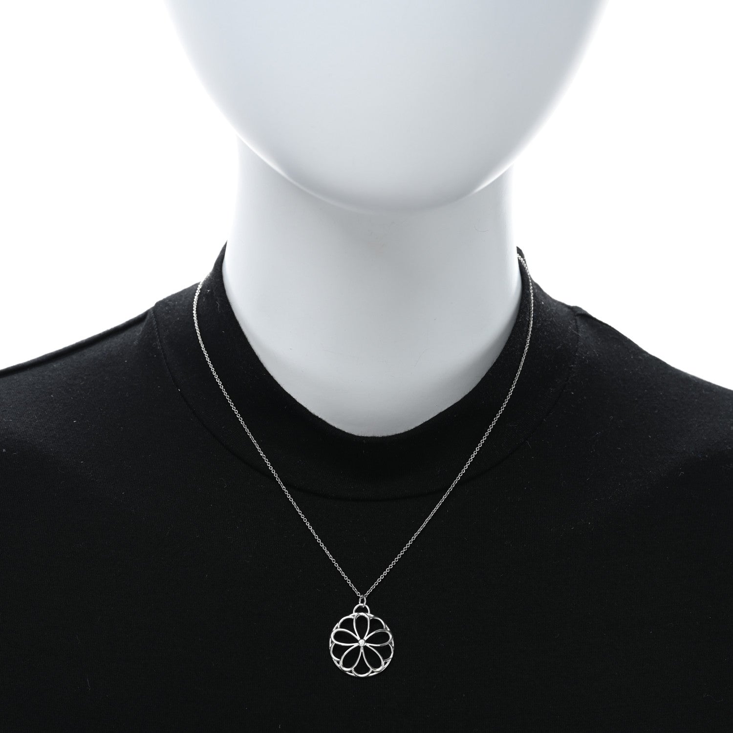 Tiffany Sterling Silver Diamond Garden Flower Pendant Necklace 2 of 4