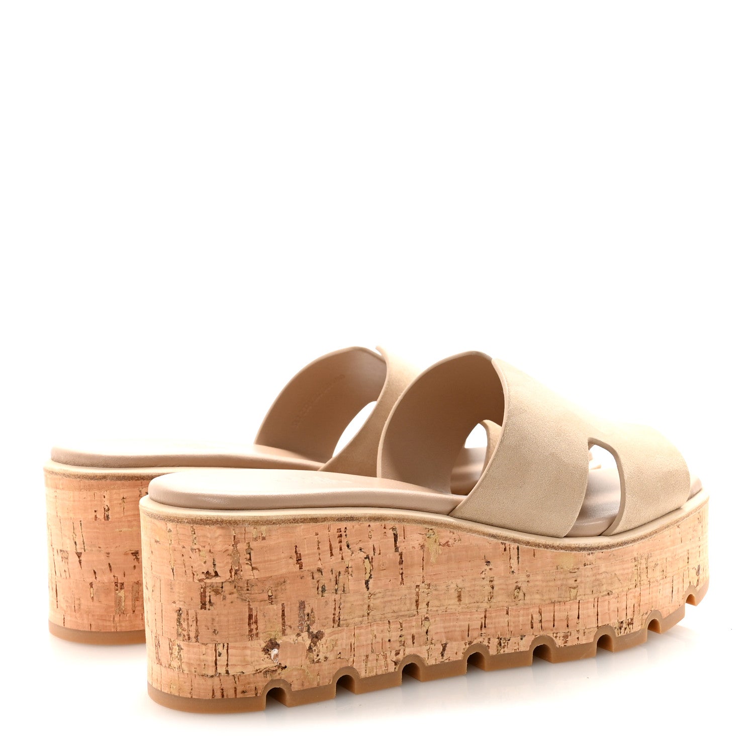Hermes Suede Goatskin Cork Eze 30 Sandals 38 Beige Argile 5 of 10