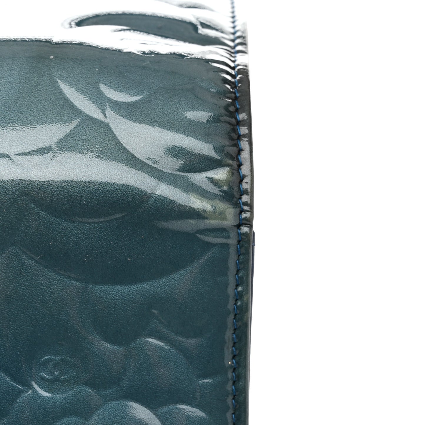 Patent Camellia Wallet on Chain WOC Royal Blue