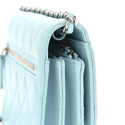 Chanel Lambskin Quilted Mini Wallet On Chain WOC Neon Blue 12 of 12