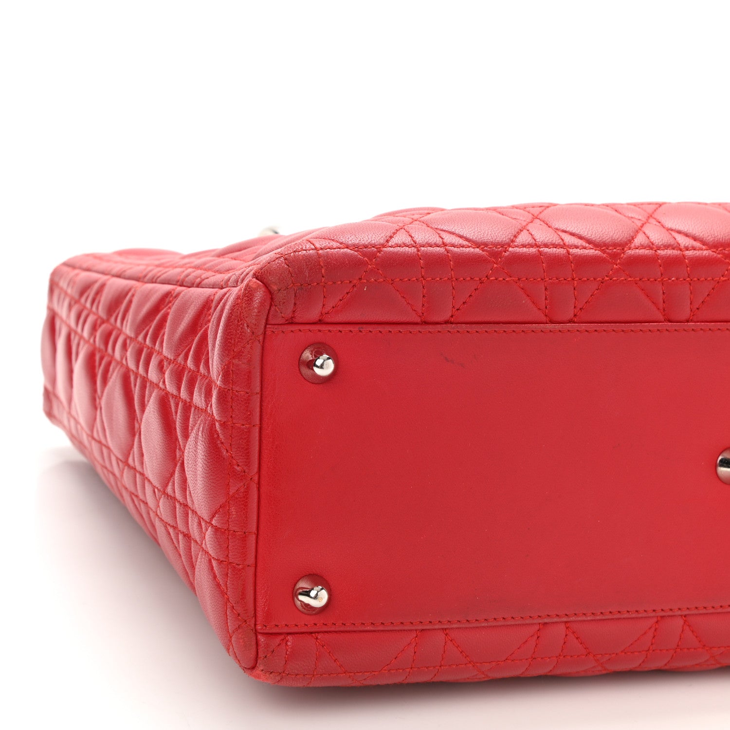 Christian Dior Lambskin Cannage Large Lady Dior Red 7 of 10