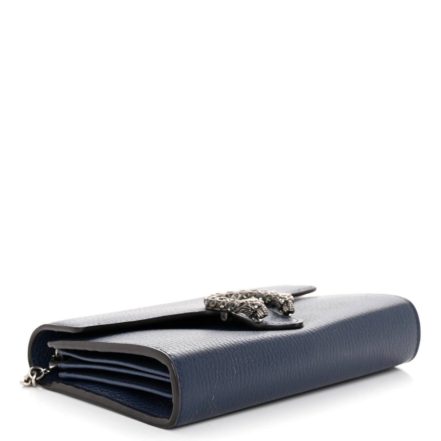 Dollar Calfskin Crystal Mini Dionysus Chain Wallet Blue Agata Black Diamond