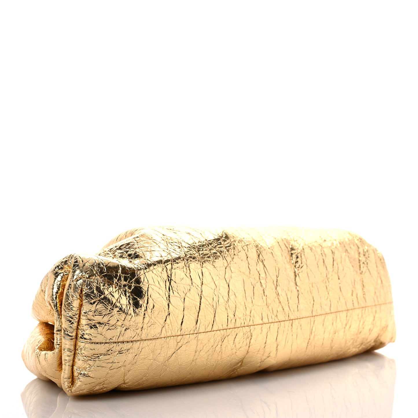 Metallic Crinkled Lambskin The Pouch Oversized Clutch Oro