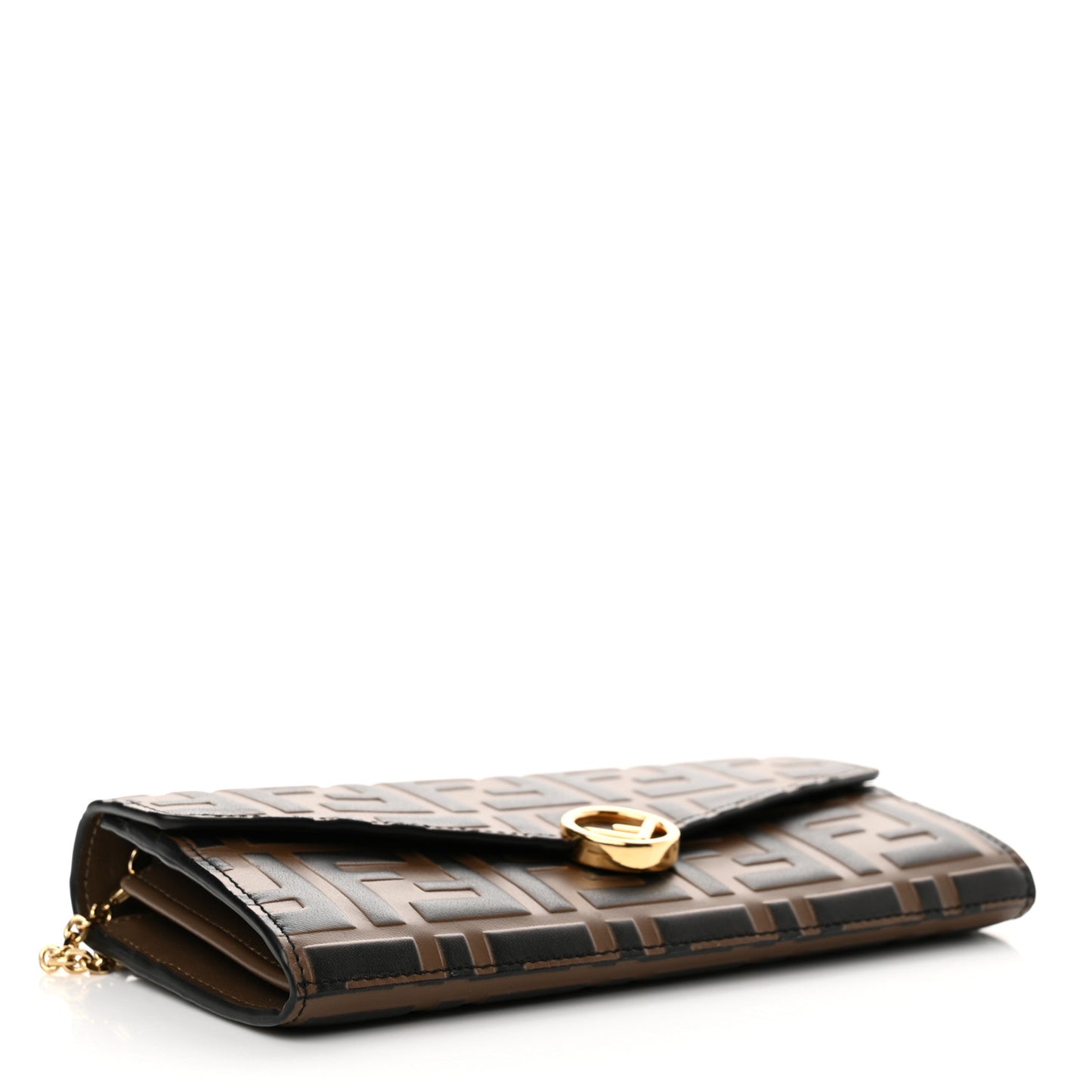 Vitello Soft F is Fendi Bi-Color FF 1974 Embossed Continental Envelope Wallet On Chain Maya Black