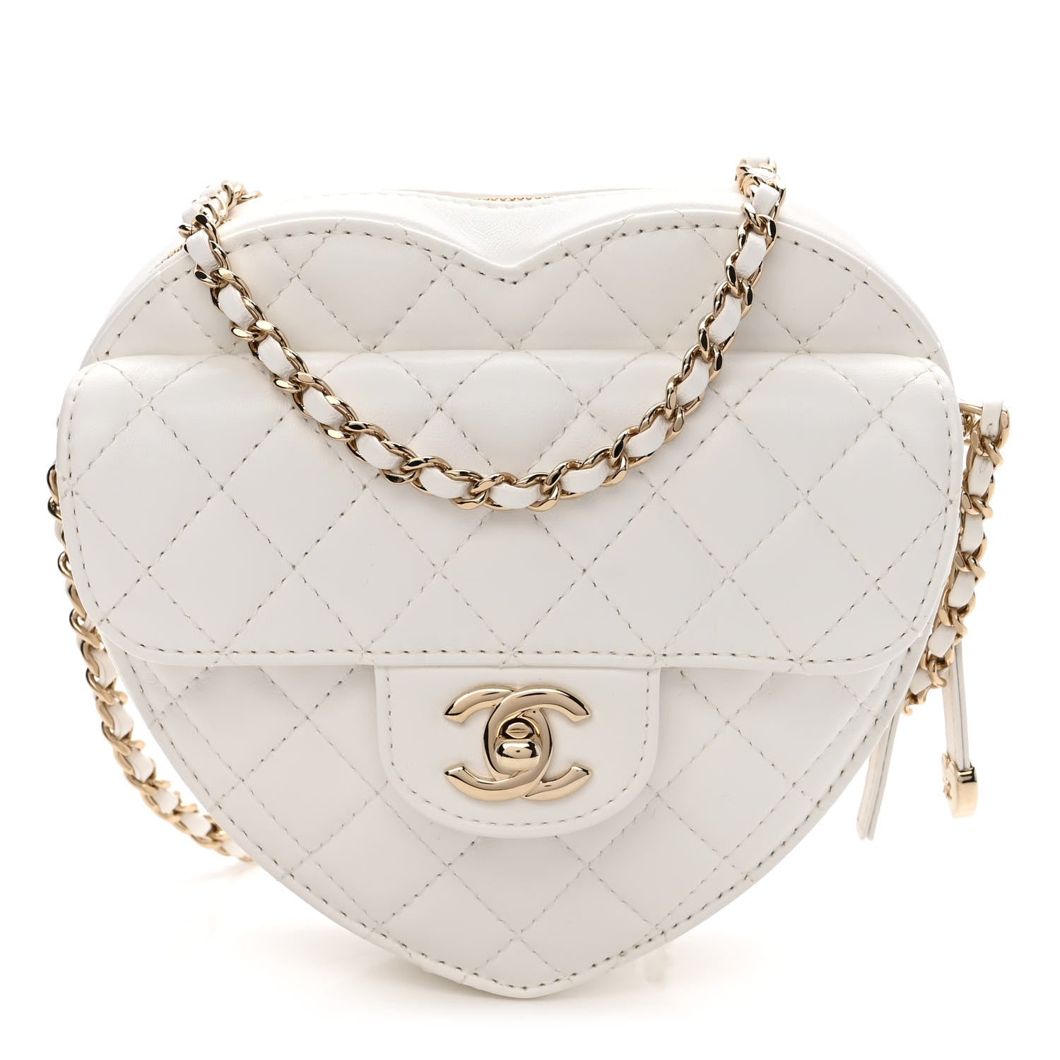 Chanel Lambskin Quilted CC In Love Heart Bag White 1 of 11