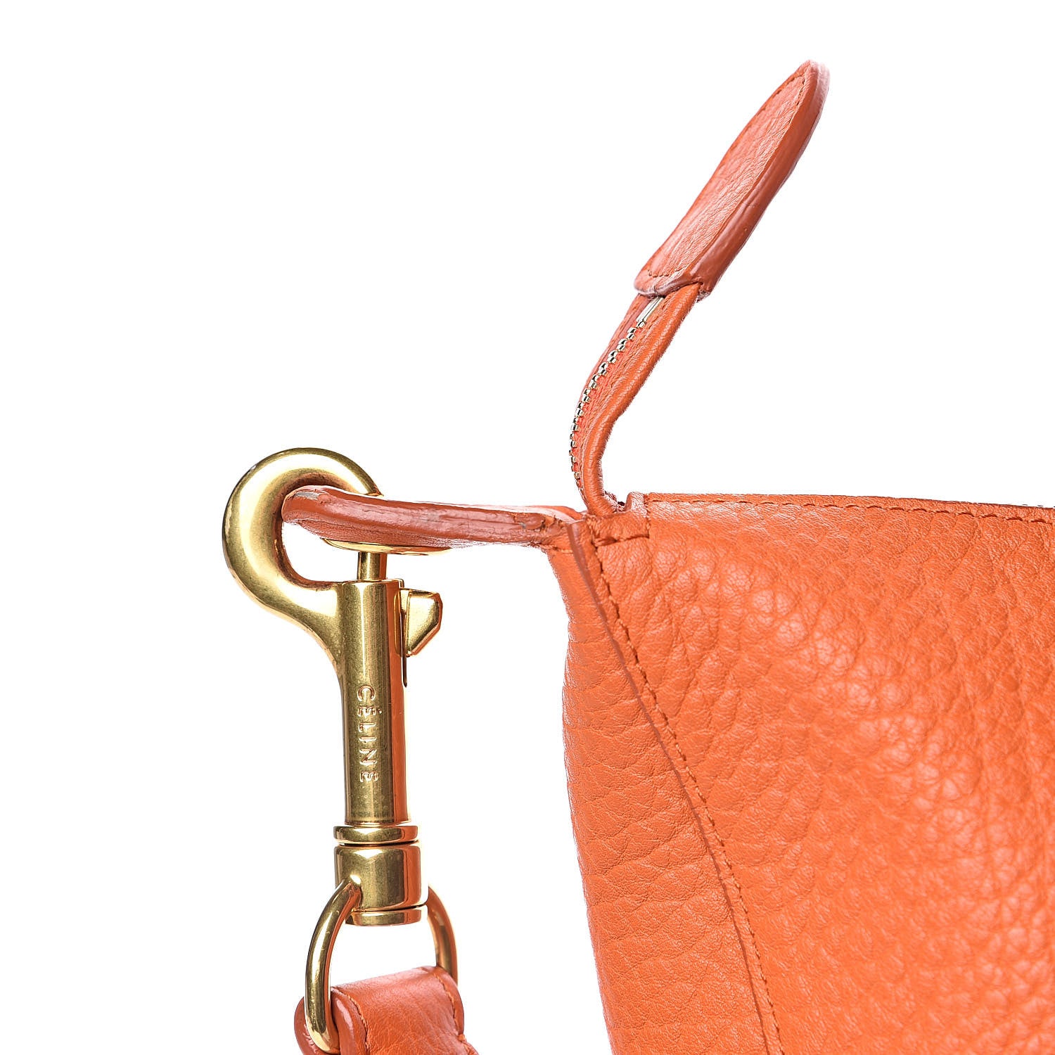 Celine Crisp Calfskin Medium Zipped Hobo Orange 11 of 13