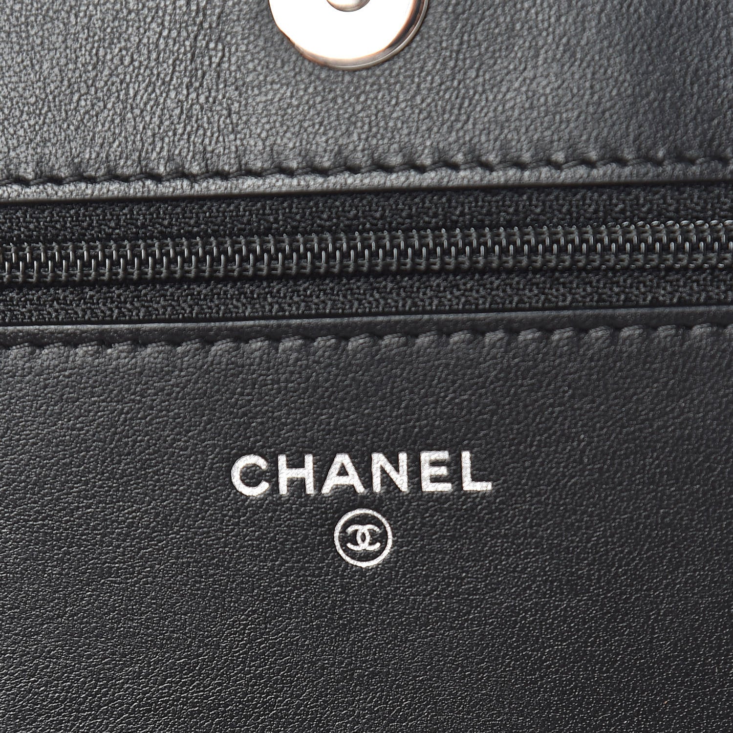 Chanel Metallic Goatskin Wallet On Chain WOC Dark Grey 8 of 10