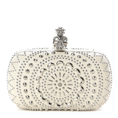 Alexander McQueen Nappa Studded Crochet Skull Box Clutch Ivory 1 of 7
