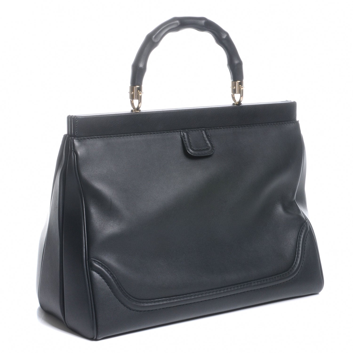 Gucci Leather Bold Bamboo Medium Top Handle Bag Black 3 of 8