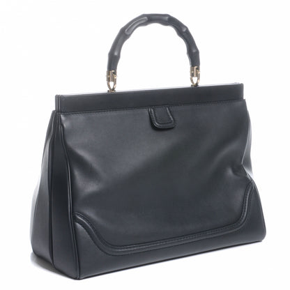 Gucci Leather Bold Bamboo Medium Top Handle Bag Black 3 of 8