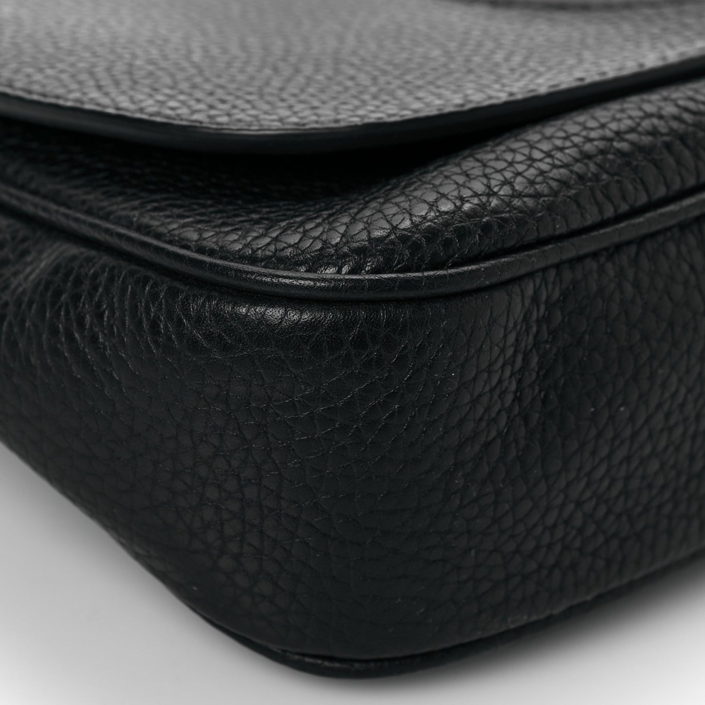 Pebbled Calfskin Medium Soho Flap Crossbody Black