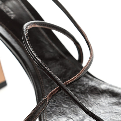 Bottega Veneta Shiny Light Lambskin The Line 90mm Sandals 41 Chocolate Spread 8 of 10